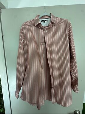 Banana Republic Men's Striped Button-Down Shirt - Dusty Rose & White
